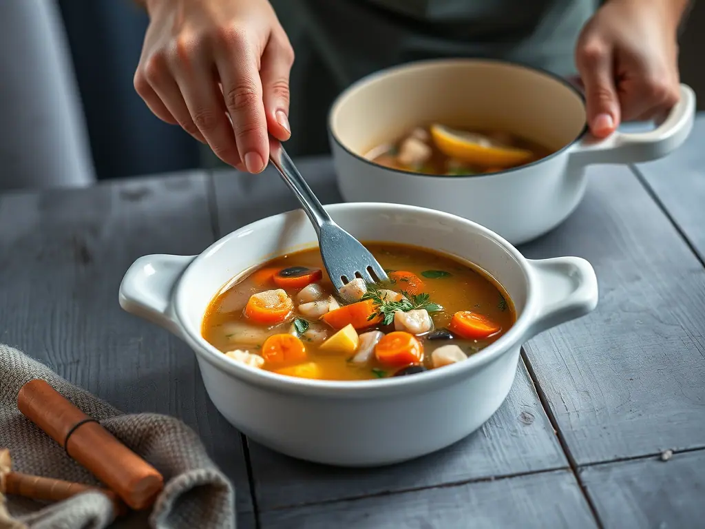 fish soup — Cut up the fish