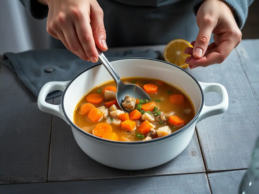 fish soup — Cook the potatoes