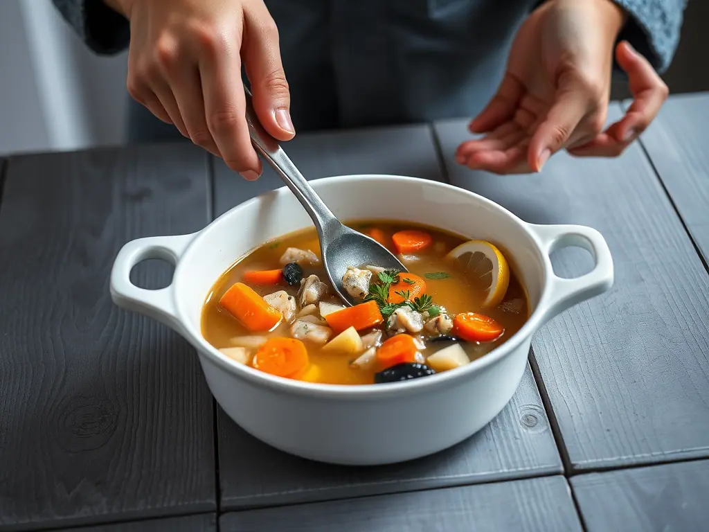 fish soup — Add the fish