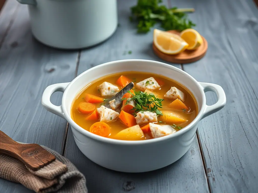 fish soup — Finish with lemon